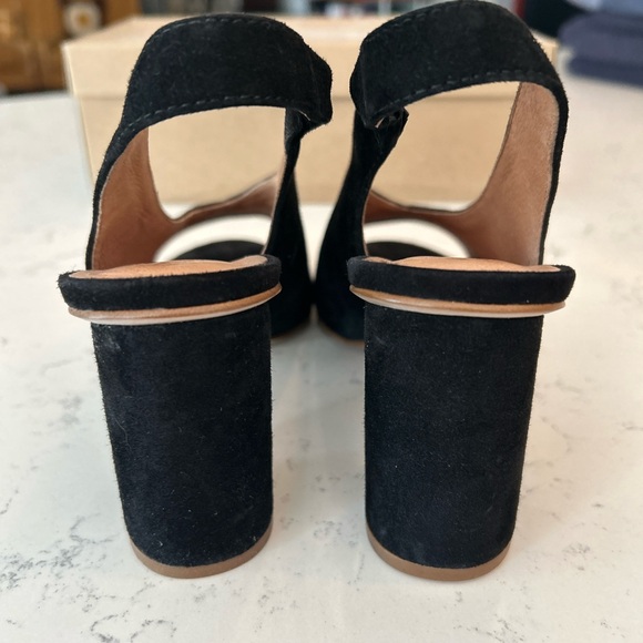 Madewell Black Alana Suede Slingback Peep Toe Heel Sz 7 - Picture 5 of 6